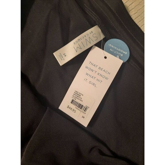 NWT Cacique by Lane Bryant Size 24 Womens Swim Shorts Bikini Bottom Black - Picture 2 of 4